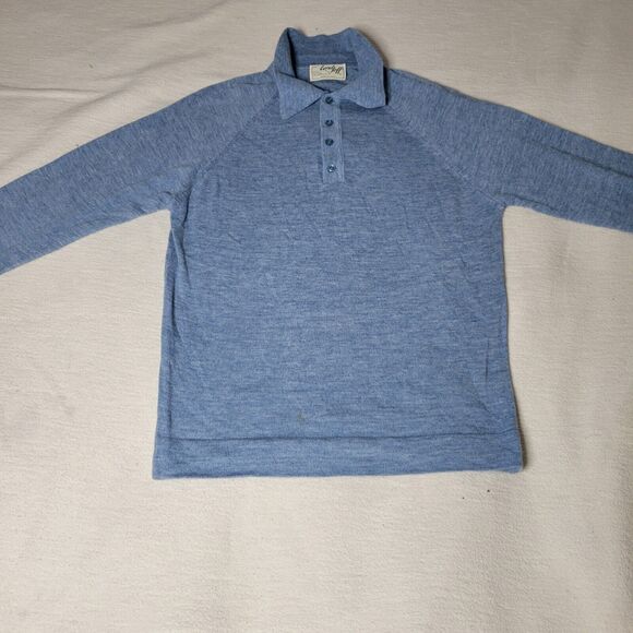 Vtg Lord Jeff Sweater Turtle Neck Cardigan Blue Mens Sz M Knit Preppy College - Picture 3 of 15